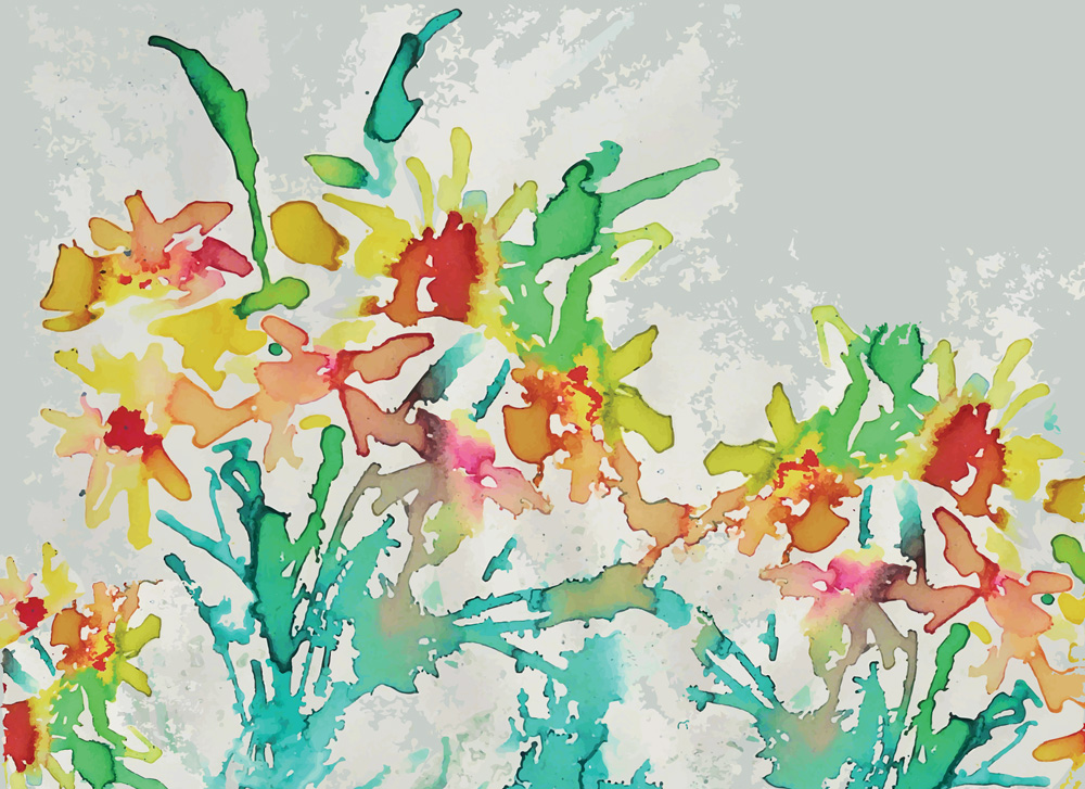carta effetto fiori colorati ad acquarello