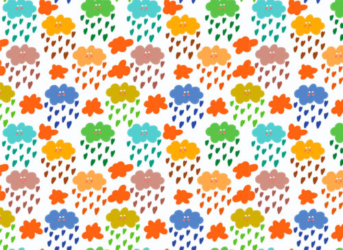 carta nuvolette colorate con pioggia di cuoricini