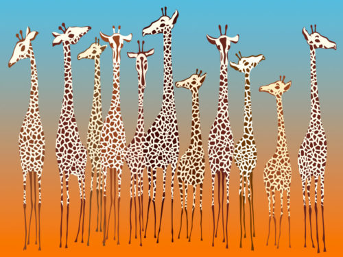 tante allegre giraffe colorate per la camera dei bambini